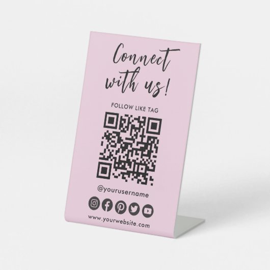 Signe De Table Connectez-vous aux médias sociaux américains Code  (Recto)