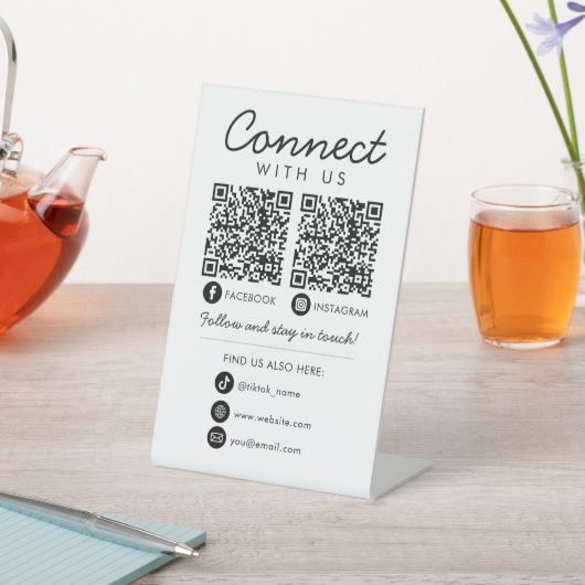 Signe De Table Connectez-vous aux médias sociaux américains QR Co (In SItu)
