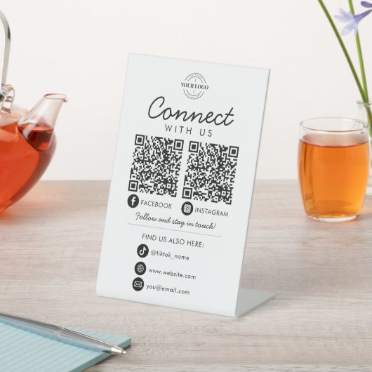 Signe De Table Connectez-vous aux médias sociaux américains QR Co (In SItu)
