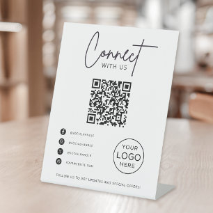 Signe De Table Connectez-Vous Aux Médias Sociaux Américains QR Co