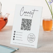 Signe De Table Connectez-Vous Aux Médias Sociaux Américains QR Co (In SItu)