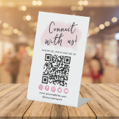 Signe De Table Connectez-vous aux médias sociaux rose QR Code mod