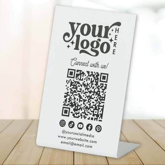 Signe De Table Connectez-vous avec nous Code QR des médias sociau