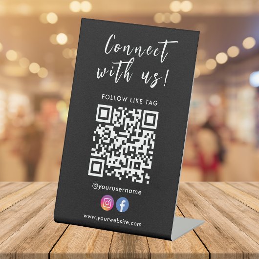Signe De Table Connectez-vous avec nous Facebook Instagram Qr Cod