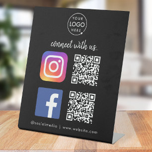 Signe De Table Connectez-vous avec nous Instagram Facebook QR Cod