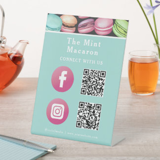 Signe De Table Connectez-vous avec nous | Logo Mint Macaron Franç
