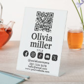 Signe De Table Connectez-vous avec nous | Médias sociaux QR Code  (In SItu)