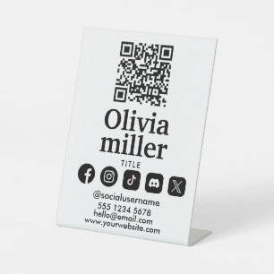 Signe De Table Connectez-vous avec nous   Médias sociaux QR Code 