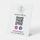 Signe De Table Connectez-vous avec nous | Médias sociaux QR Code  (Recto)