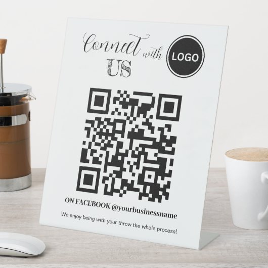 Signe De Table Connectez-vous avec nous Social Media Code QR (In SItu)