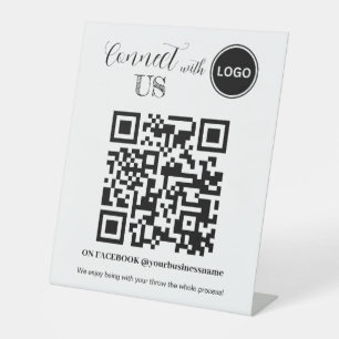 Signe De Table Connectez-vous avec nous Social Media Code QR