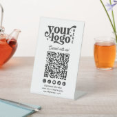 Signe De Table Connectez-vous avec nous Social Media QR Code Blan (In SItu)