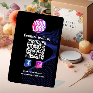 Signe De Table Connectez-vous avec nous   Social Media QR Code no