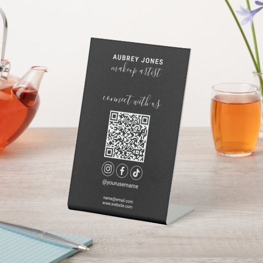 Signe De Table Connectez-vous avec nous Social Media Qr Code Sign (In SItu)