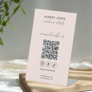 Signe De Table Connectez-vous avec nous Social Media Qr Code Sign