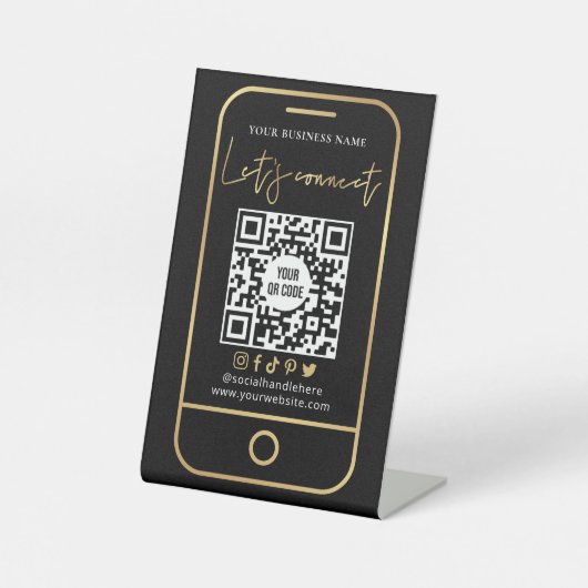 Signe De Table Connectons QR Code Black & Gold Scannable (Recto)