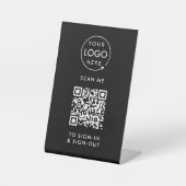 Signe De Table Connexion au code QR | Logo du visiteur de la réce (Recto)