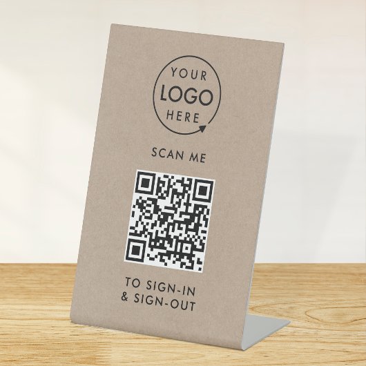 Signe De Table Connexion au code QR | Réception Rusitc Kraft
