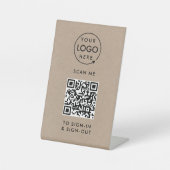 Signe De Table Connexion au code QR | Réception Rusitc Kraft (Recto)