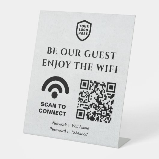 Signe De Table Connexion QR Wifi | Logo de l'entreprise (Recto)