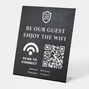 Signe De Table Connexion QR Wifi Logo de l'entreprise