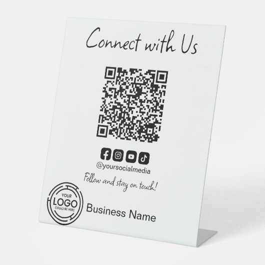Signe De Table Connexion simple avec nous Code Qr Entreprise (Recto)