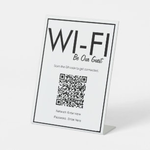 Signe De Table Connexion Wi-Fi blanc QR Code moderne
