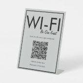 Signe De Table Connexion Wi-Fi Gris Moderne Code QR (Recto)