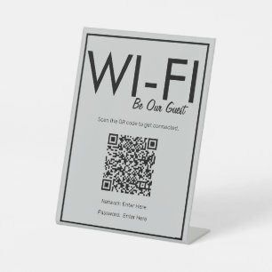 Signe De Table Connexion Wi-Fi Gris Moderne Code QR