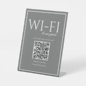 Signe De Table Connexion Wi-Fi Gris Noir Classique Sobre Code QR (Recto)