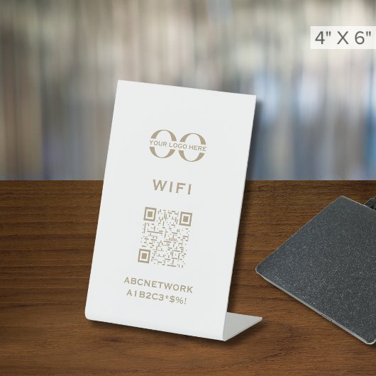 Signe De Table Connexion Wi-Fi minimale moderne Code QR Logo pers