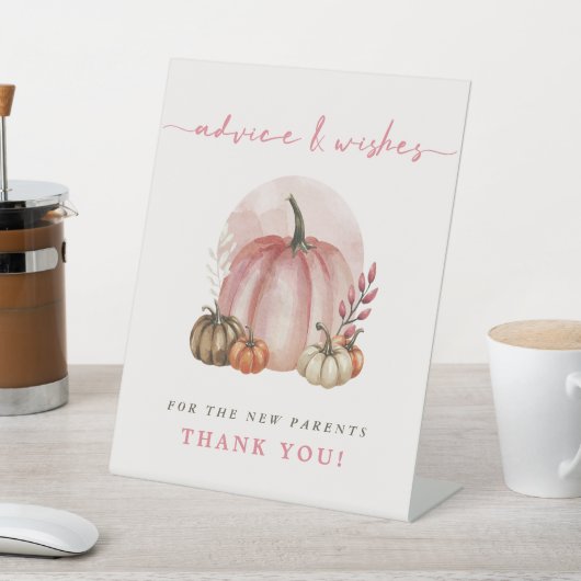 Signe De Table Conseil Baby shower Citrouille rose souhaite de no (In SItu)