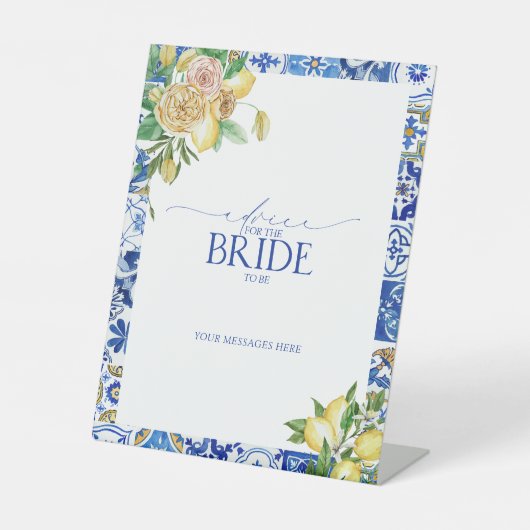 Signe De Table Conseil Élégant Citron Méditerranéen À La Mariée (Recto)