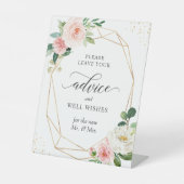 Signe De Table Conseil et souhaits floraux rose-moisi géométrique (Recto)