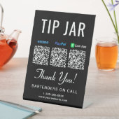 Signe De Table Conseil Jar Venmo Paypal Cashapp QR Codes noir (In SItu)