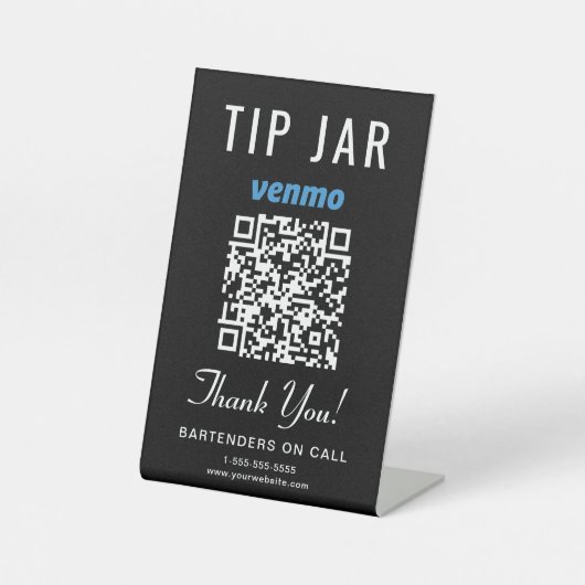 Signe De Table Conseil Jar Venmo QR Code noir (Recto)