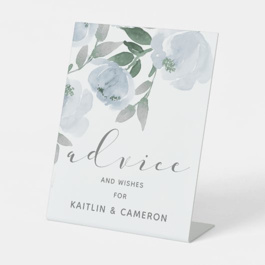 Signe De Table Conseil nuptial bleu et gris Mariage d'aquarelle (Recto)