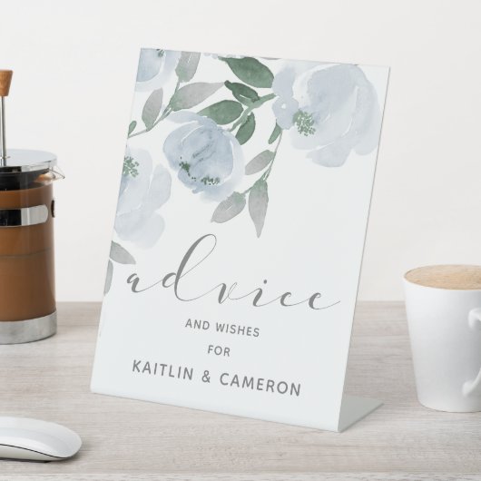 Signe De Table Conseil nuptial bleu et gris Mariage d'aquarelle (In SItu)
