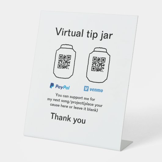 Signe De Table Conseil virtuel jar q r code argent don PayPal ven (Recto)