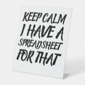 Signe De Table Conserver le calme J'ai une feuille de calcul pour (Recto)