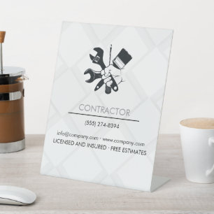 Signe De Table Construction de blocs en noir et blanc moderne