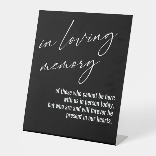 Signe De Table Contemporain, Simple En Mémoire D'Amour Noir (Recto)