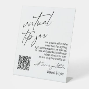 Signe De Table Contemporain Virtual Tip Jar QR Code Blanc