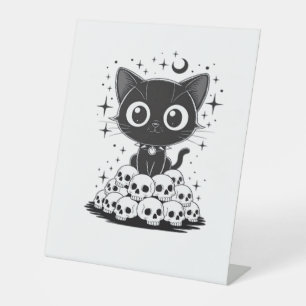 Signe De Table Copie de Crânes de Chat Créatif Gothique Minou Noi