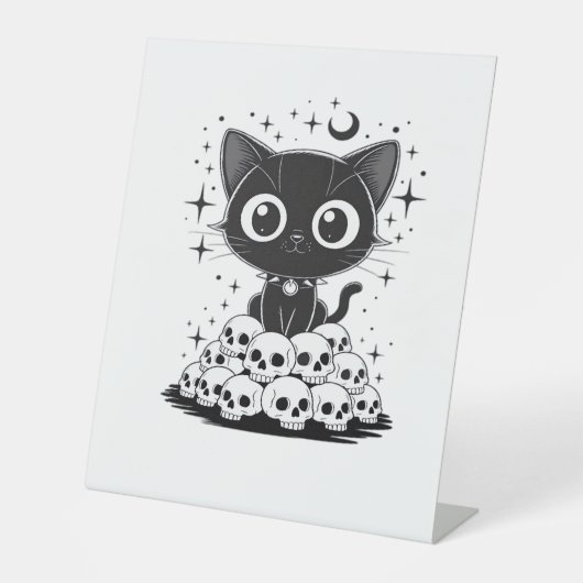 Signe De Table Copie de Crânes de Chat Créatif Gothique Minou Noi (Recto)