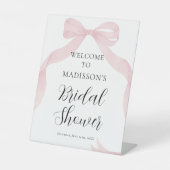 Signe De Table Coquete pink bow Bridal Shower Welcome sign (Recto)