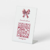 Signe De Table Coquette esthétique tendance Bow rose QR Code (Recto)