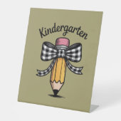 Signe De Table Coquette Pencil Bow Kindergarten Teacher School (Recto)