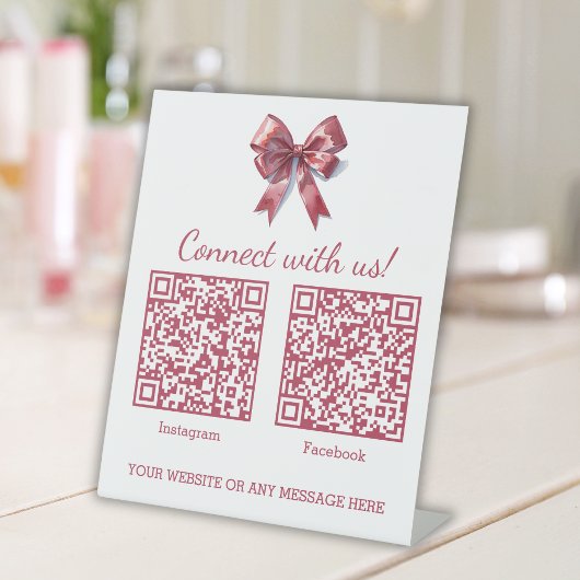 Signe De Table Coquette Pink Bow Business Deux codes QR