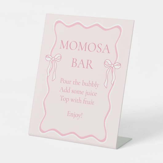 Signe De Table Coquette Rose Baby shower Bow Momosa Bar (Recto)